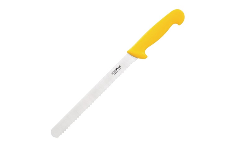 Couteau  à trancher denté  Hygiplas jaune  25cm