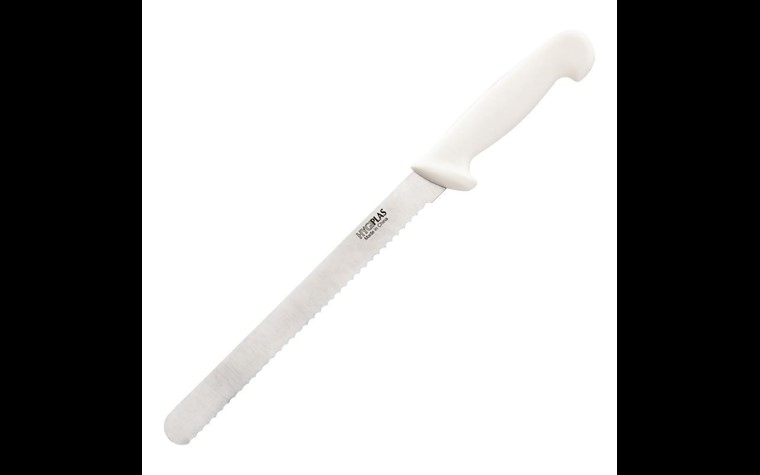 Couteau  à trancher denté  Hygiplas blanc  25cm