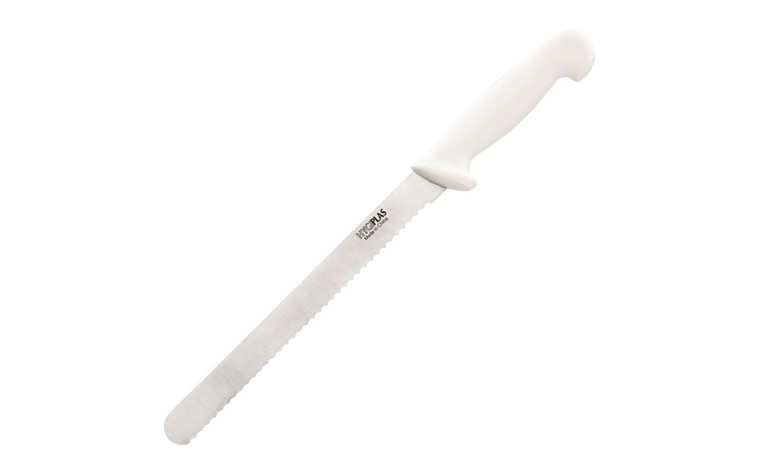 Couteau  à trancher denté  Hygiplas blanc  25cm