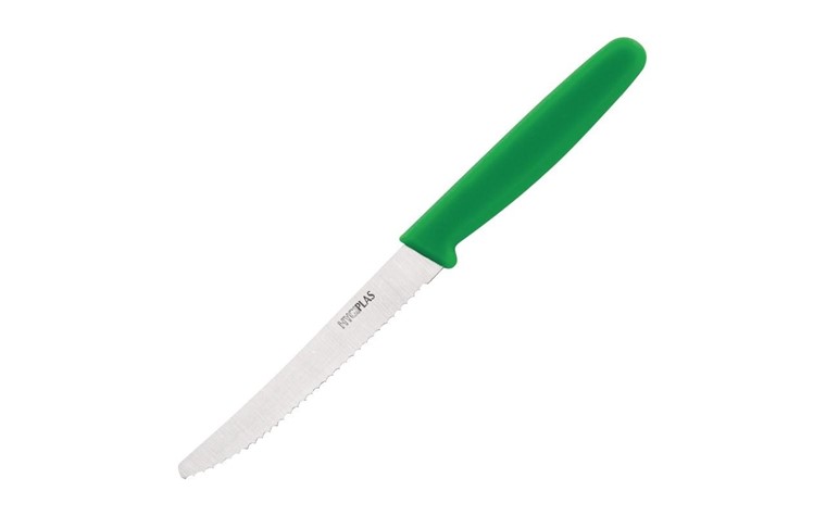 Couteau  à tomates denté  Hygiplas vert  10cm
