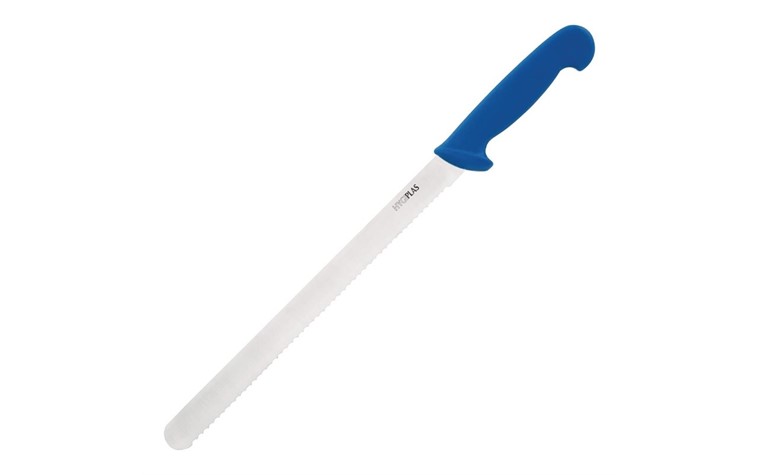 Couteau à trancher denté Hygiplas bleu 30cm FS