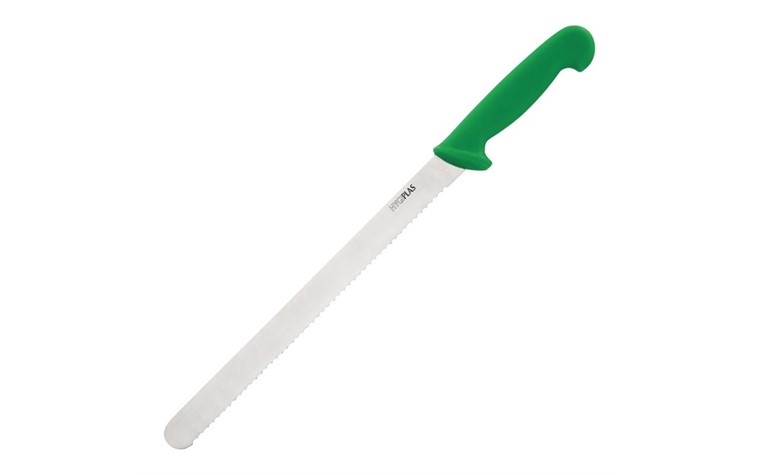 Couteau à trancher denté Hygiplas vert 30cm FS