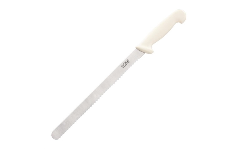 Couteau à trancher denté Hygiplas blanc 30cm FS