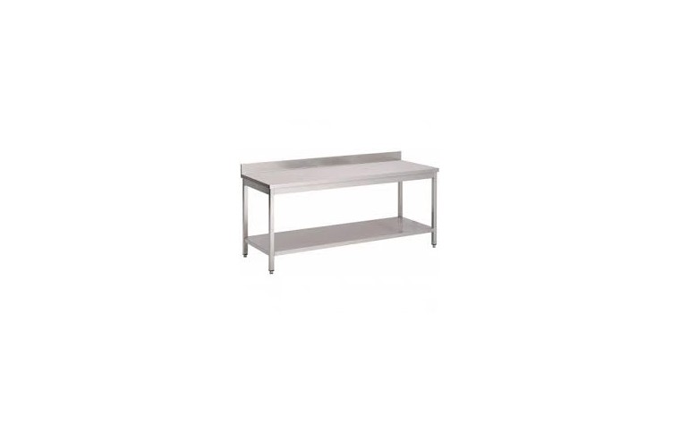 Table inox + stablette 700x700x850mmh + dosseret