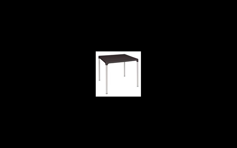 Bolero Tisch schwarz + Alufüßen 750x750x720mmh